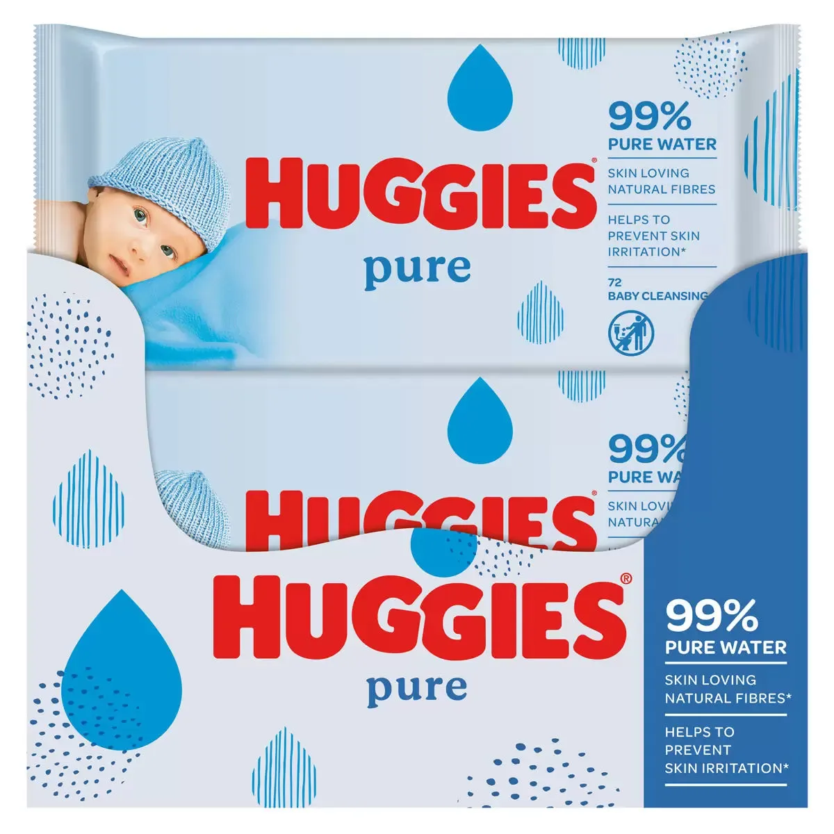 HUGGIES Pure Baby Wipes With 99 Percentage Pure Water for Sensitivity