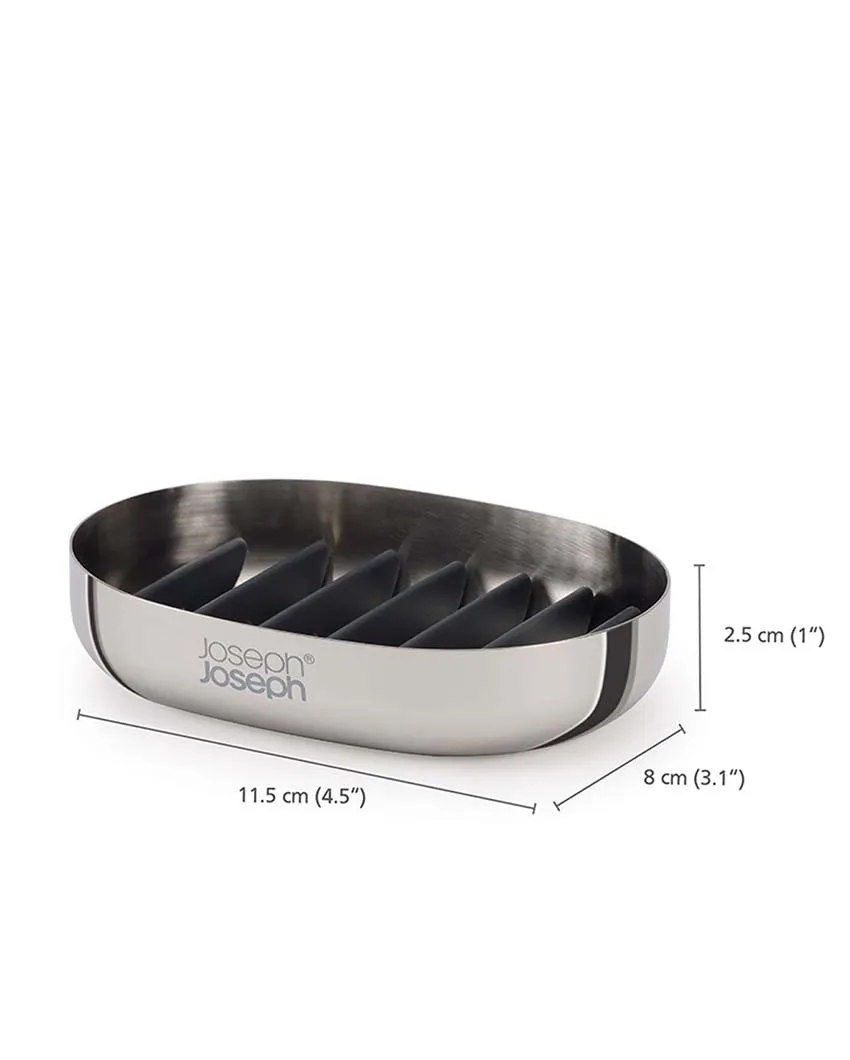 Joseph Joseph Luxe Quick-Drain Stainless Steel Soap Dish | 4.5 x 3.1 x 1 inches