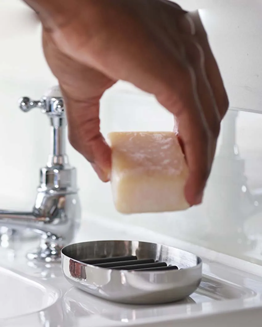 Joseph Joseph Luxe Quick-Drain Stainless Steel Soap Dish | 4.5 x 3.1 x 1 inches