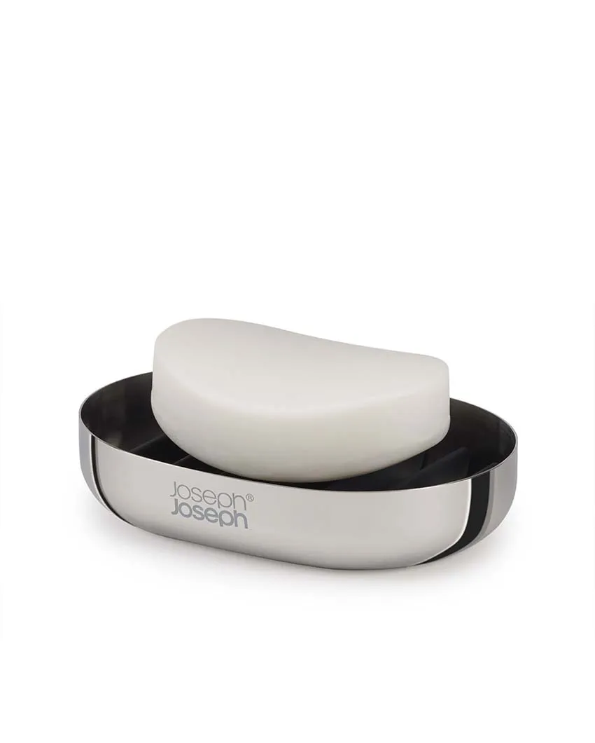 Joseph Joseph Luxe Quick-Drain Stainless Steel Soap Dish | 4.5 x 3.1 x 1 inches