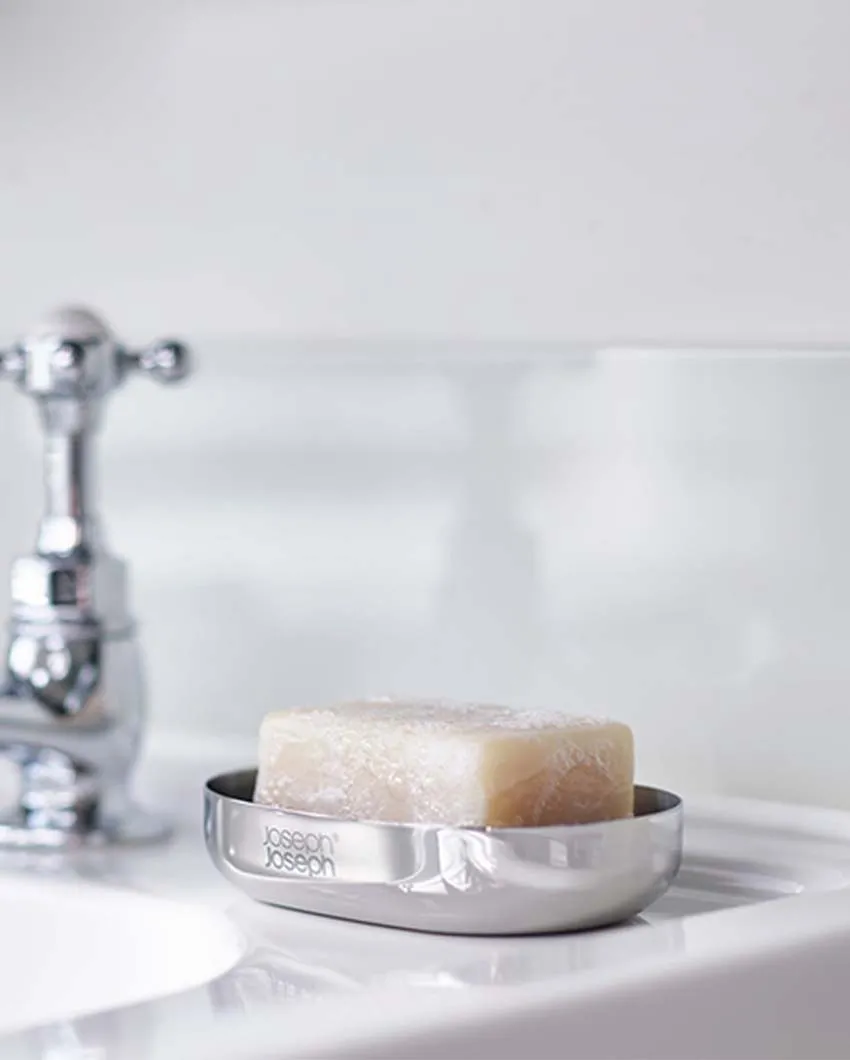 Joseph Joseph Luxe Quick-Drain Stainless Steel Soap Dish | 4.5 x 3.1 x 1 inches