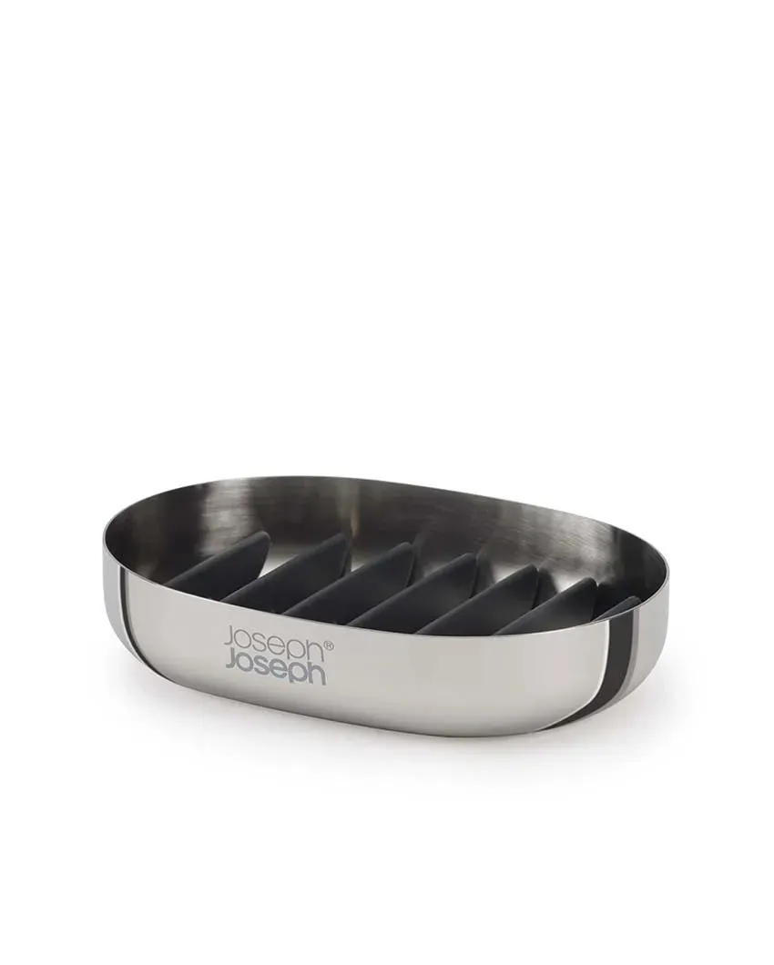 Joseph Joseph Luxe Quick-Drain Stainless Steel Soap Dish | 4.5 x 3.1 x 1 inches