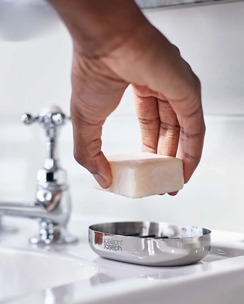 Joseph Joseph Luxe Quick-Drain Stainless Steel Soap Dish | 4.5 x 3.1 x 1 inches