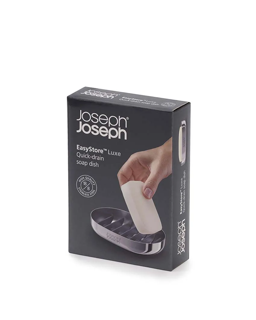Joseph Joseph Luxe Quick-Drain Stainless Steel Soap Dish | 4.5 x 3.1 x 1 inches