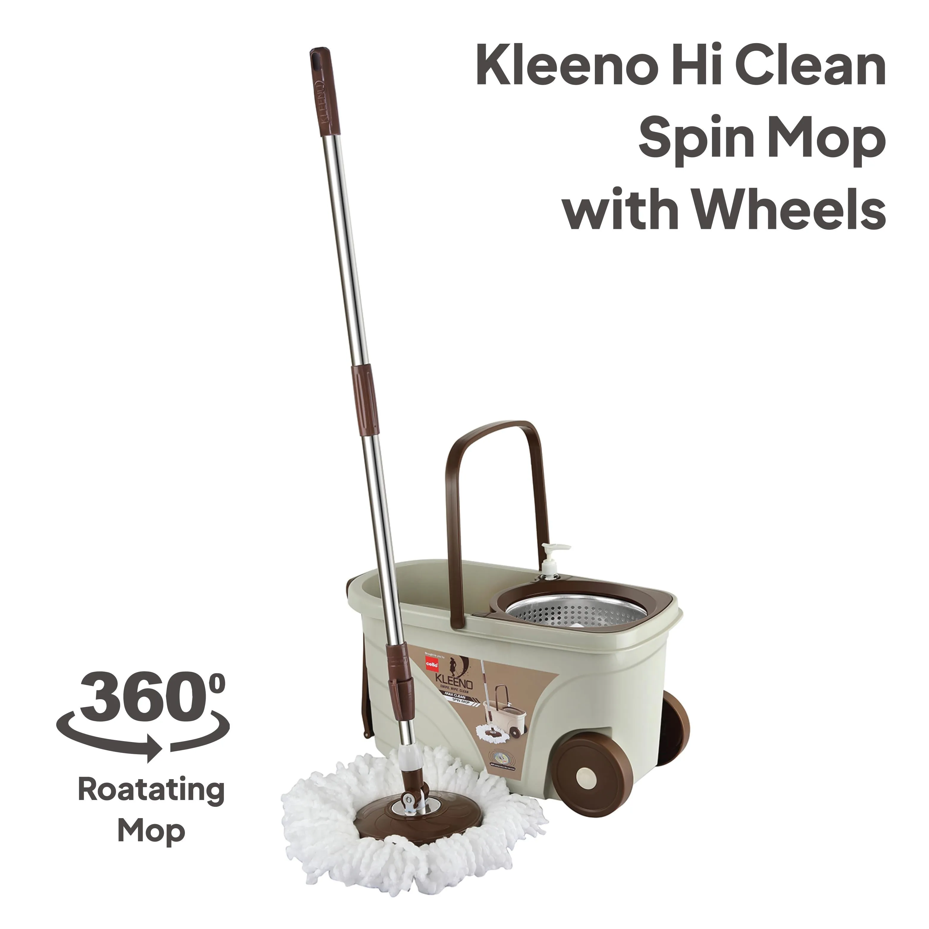Kleeno Max Clean Deluxe Spin Mop Bucket with Soap Dispenser