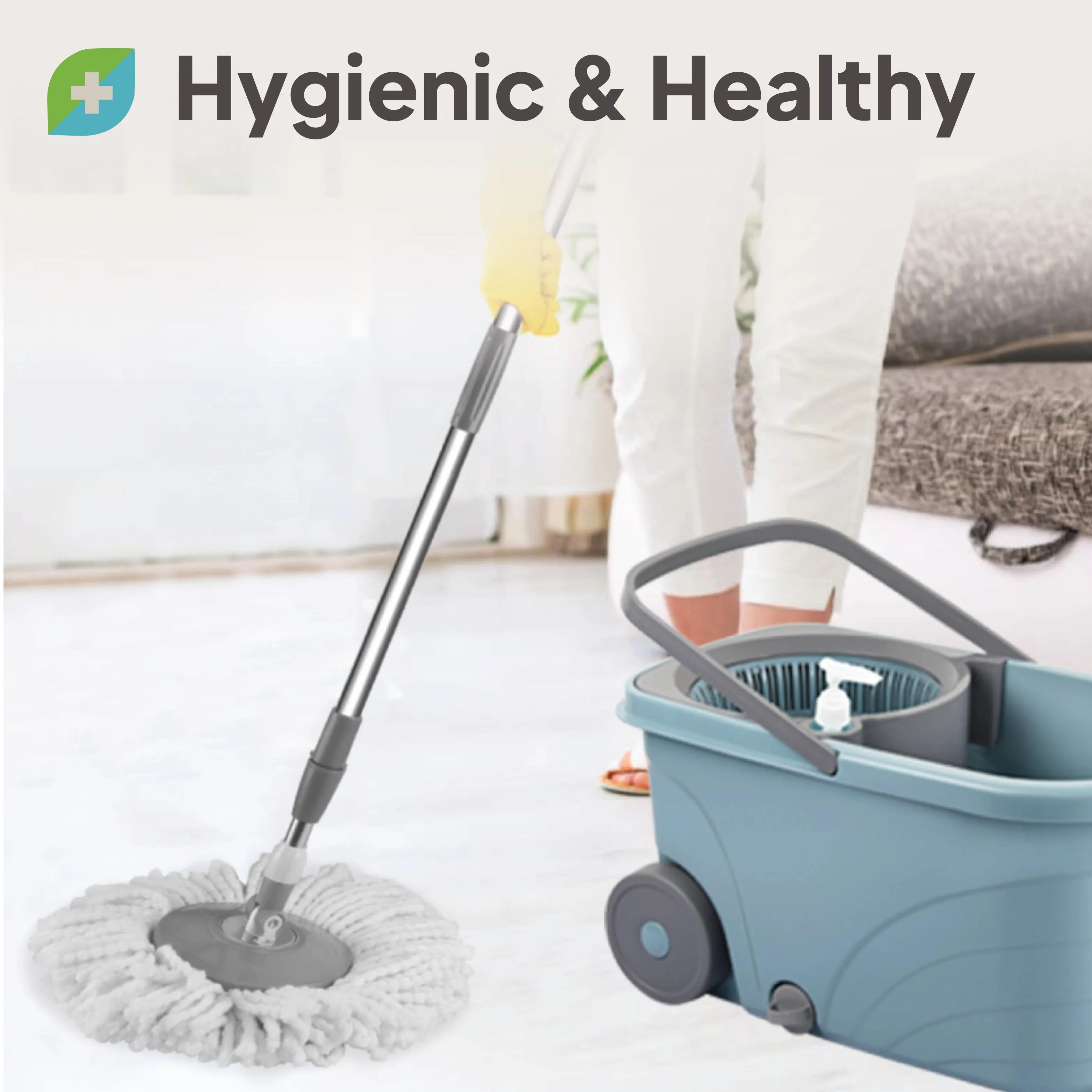 Kleeno Max Clean Deluxe Spin Mop Bucket with Soap Dispenser