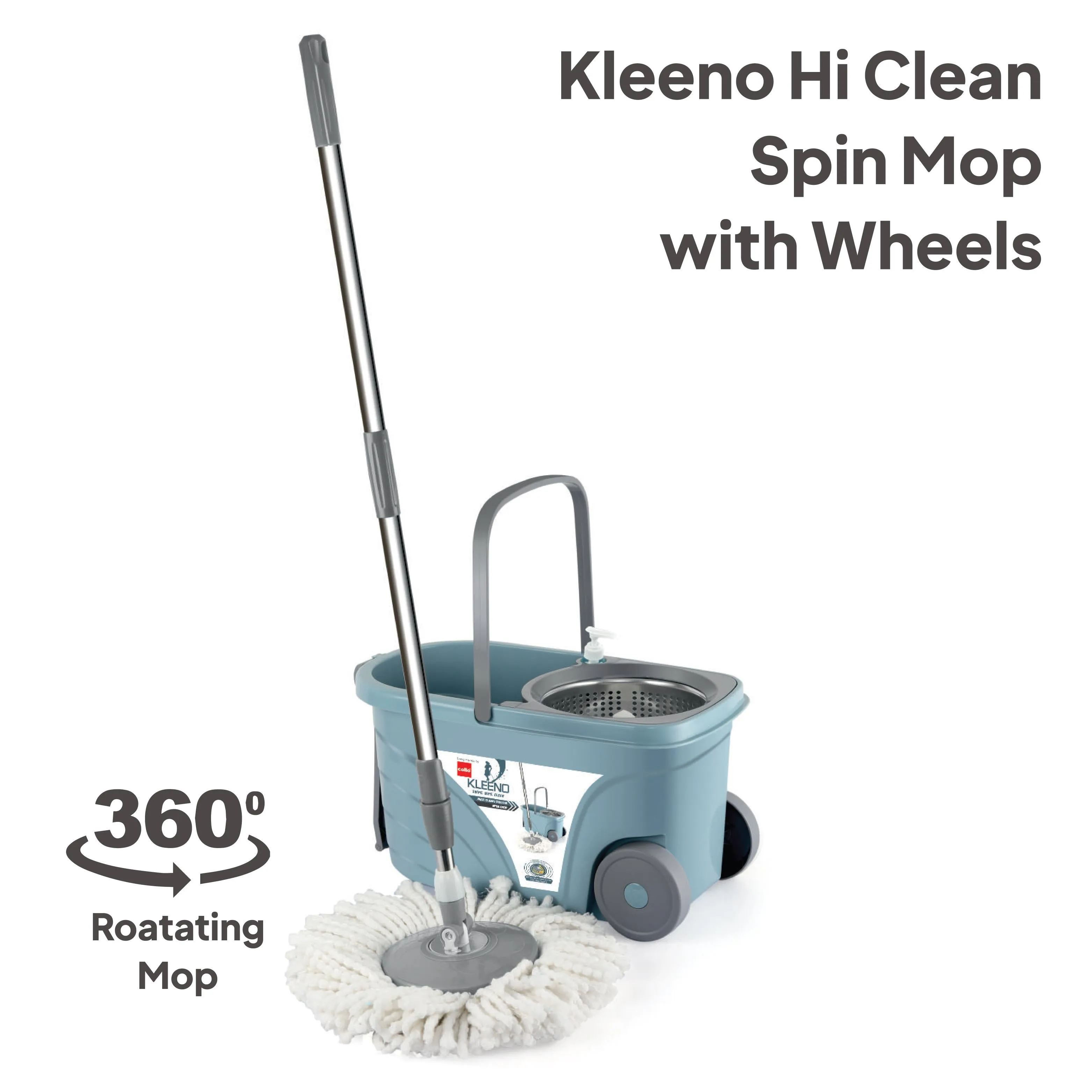 Kleeno Max Clean Deluxe Spin Mop Bucket with Soap Dispenser