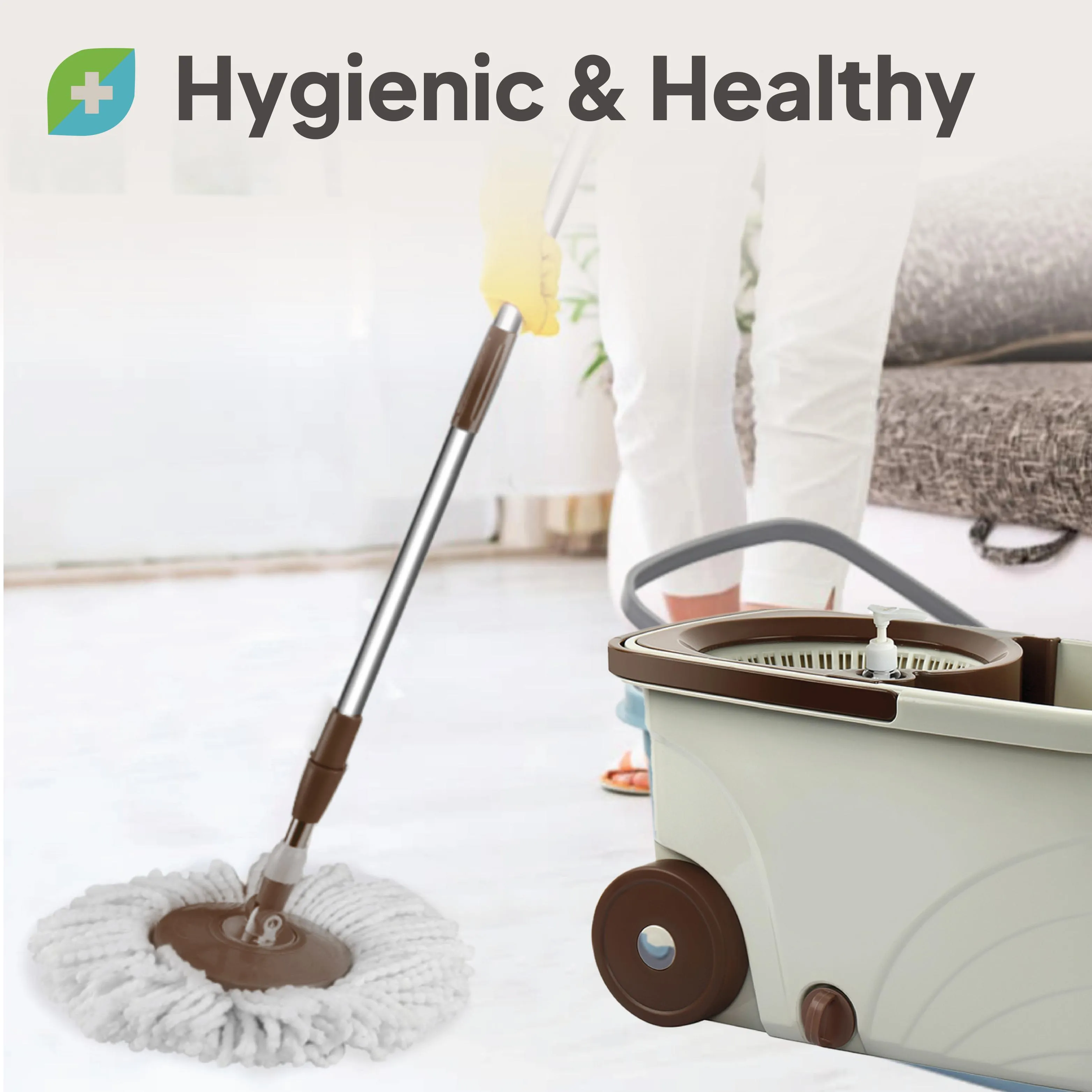 Kleeno Max Clean Deluxe Spin Mop Bucket with Soap Dispenser