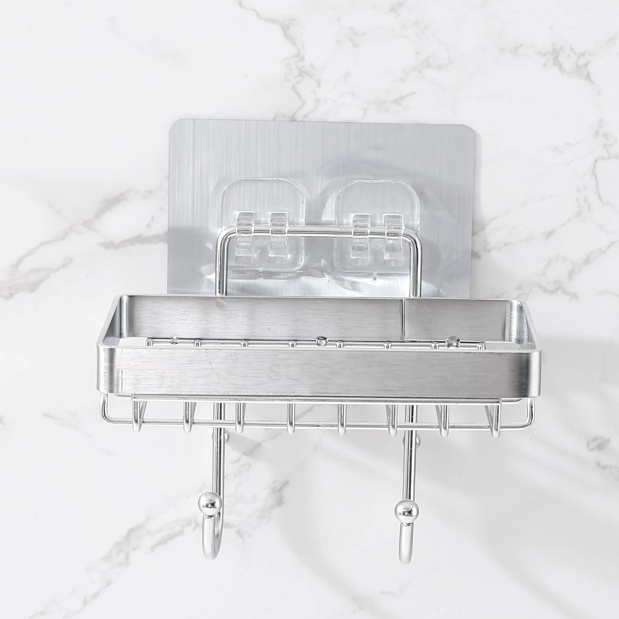 Kuber Industries Soap Holder | Wall Mounted Soap Dish Rack | Stainless Steel Wall Shelf for Kitchen-Bathroom | Dish Strainer Rack | JPJ1025 | Silver