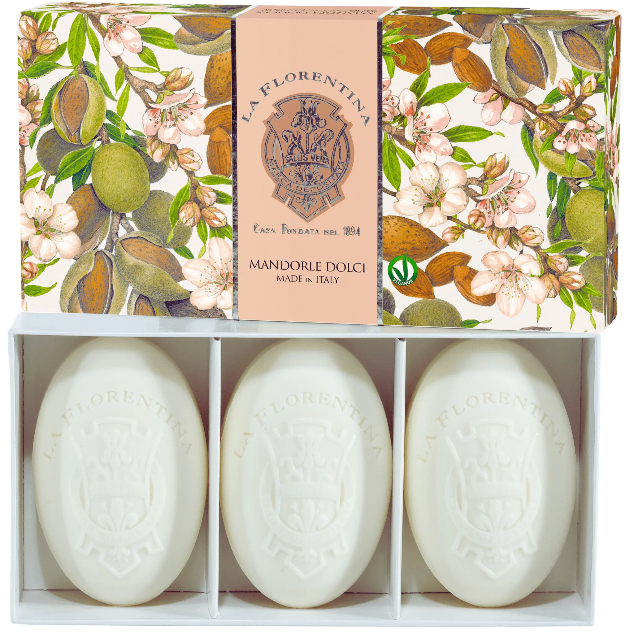 La Florentina Sweet Almond 3 Oval Soaps 150g