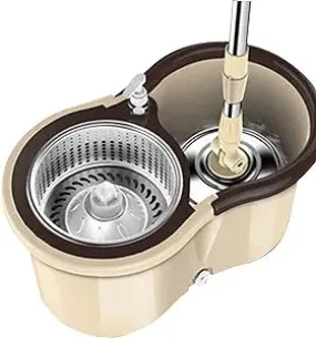 Microfiber Spin Mop & Bucket Floor Cleaning System - 360° Rotating Stainless Steel Mop with Dispenser & Plug, Wet or Dry Dual Use, Durable Floor Mop for Home Office Kitchen