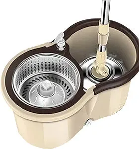 Microfiber Spin Mop & Bucket Floor Cleaning System - 360° Rotating Stainless Steel Mop with Dispenser & Plug, Wet or Dry Dual Use, Durable Floor Mop for Home Office Kitchen