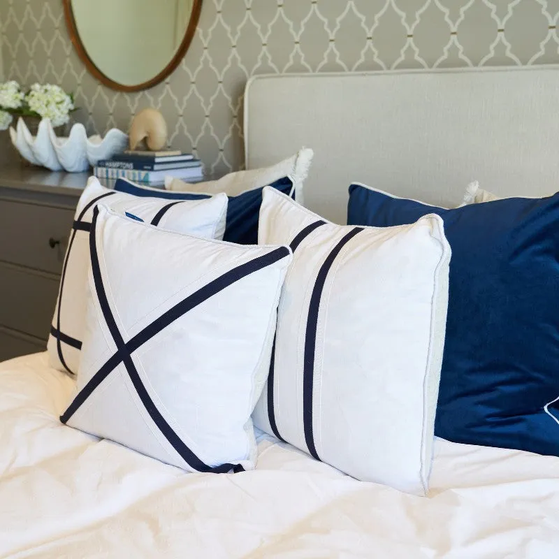 Mirage Haven Riley Cross Dark Blue and White 50x50cm Cushion Cover