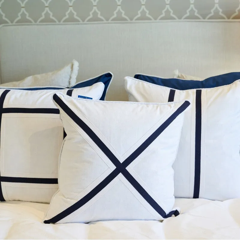 Mirage Haven Riley Cross Dark Blue and White 50x50cm Cushion Cover
