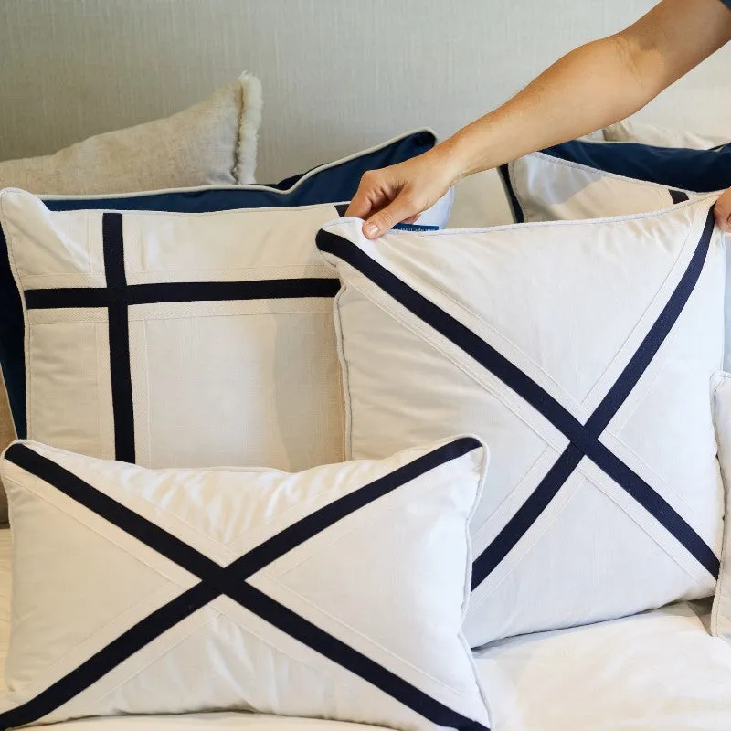 Mirage Haven Riley Cross Dark Blue and White 50x50cm Cushion Cover