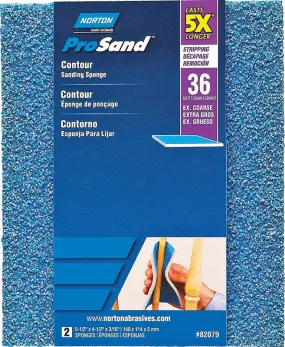 Norton ProSand 82079 Sanding Sponge, 5-1/2 in L, 4-1/2 in W, 36 Grit, Extra Coarse, Aluminum Oxide Abrasive :PK  2: QUANTITY: 1