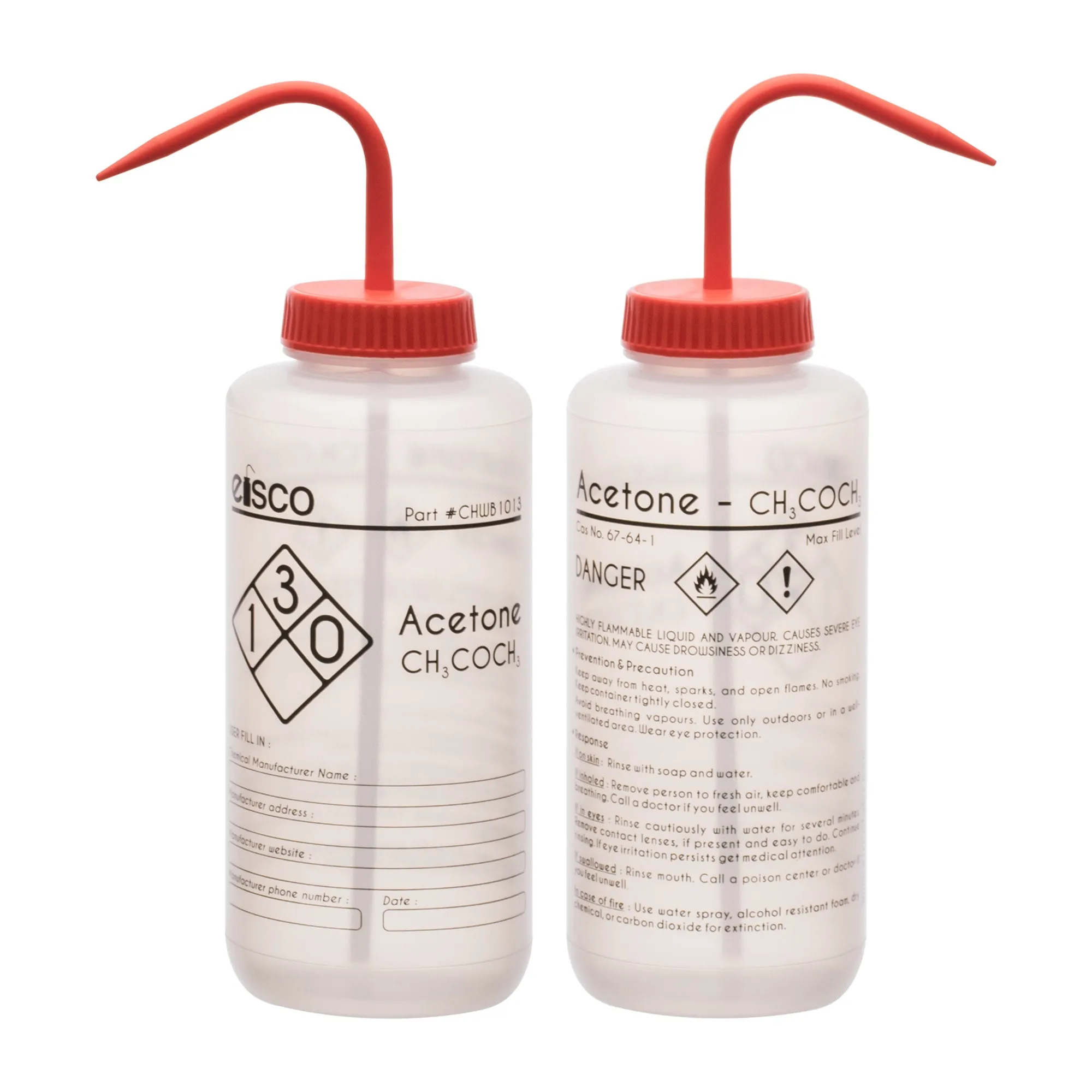 Performance Plastic Wash Bottle, Acetone, 1000 ml - Labeled (1 Color)