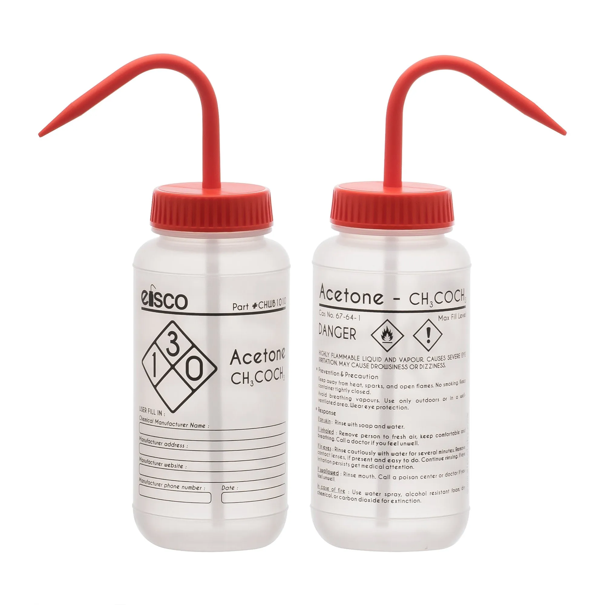 Performance Plastic Wash Bottle, Acetone, 500 ml - Labeled (1 Color)
