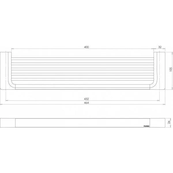 Phoenix Gloss Shower Shelf-Brushed Nickel 465mm