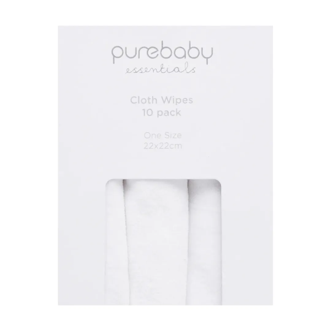 Purebaby Organic Cloth Wipes 10 Pack - White