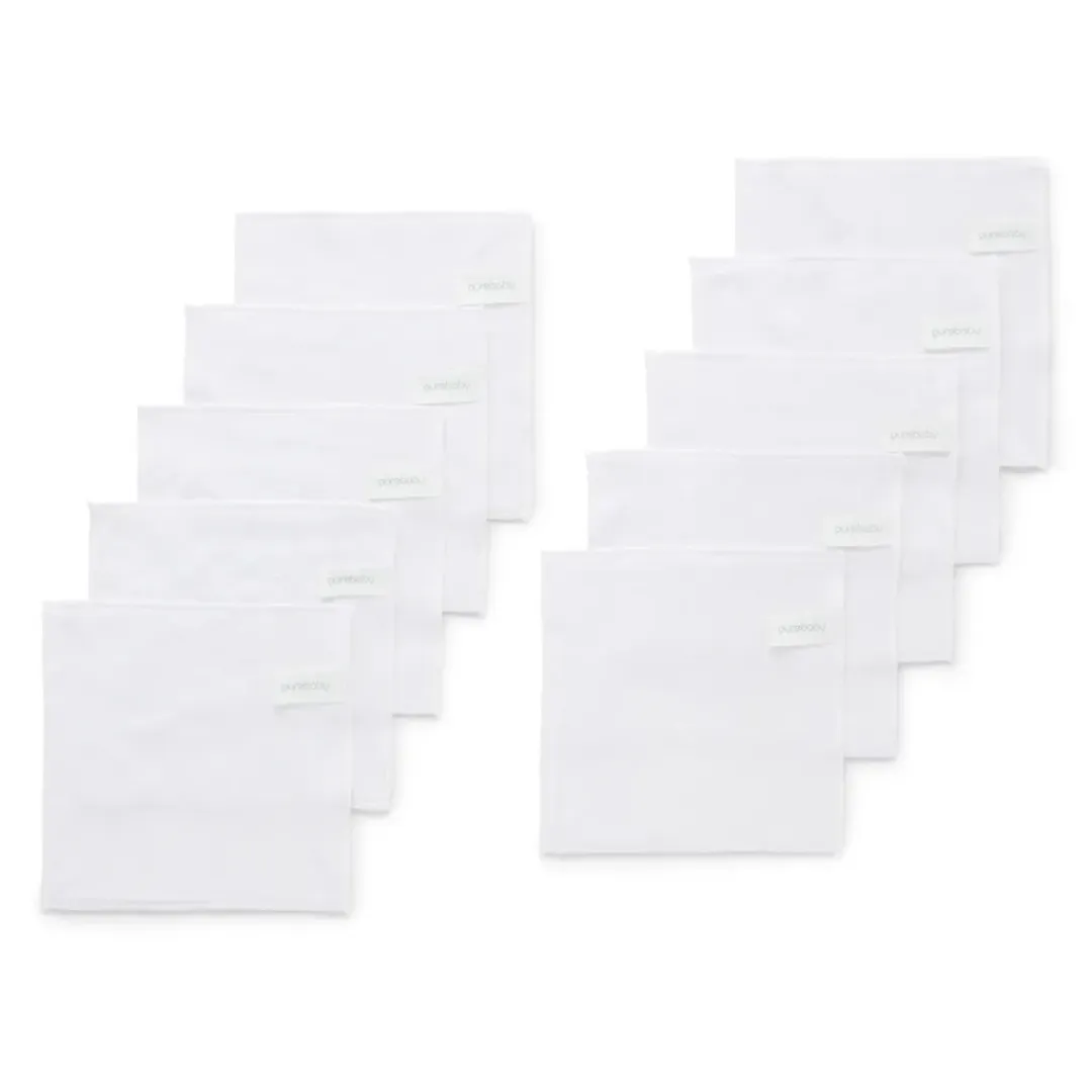 Purebaby Organic Cloth Wipes 10 Pack - White