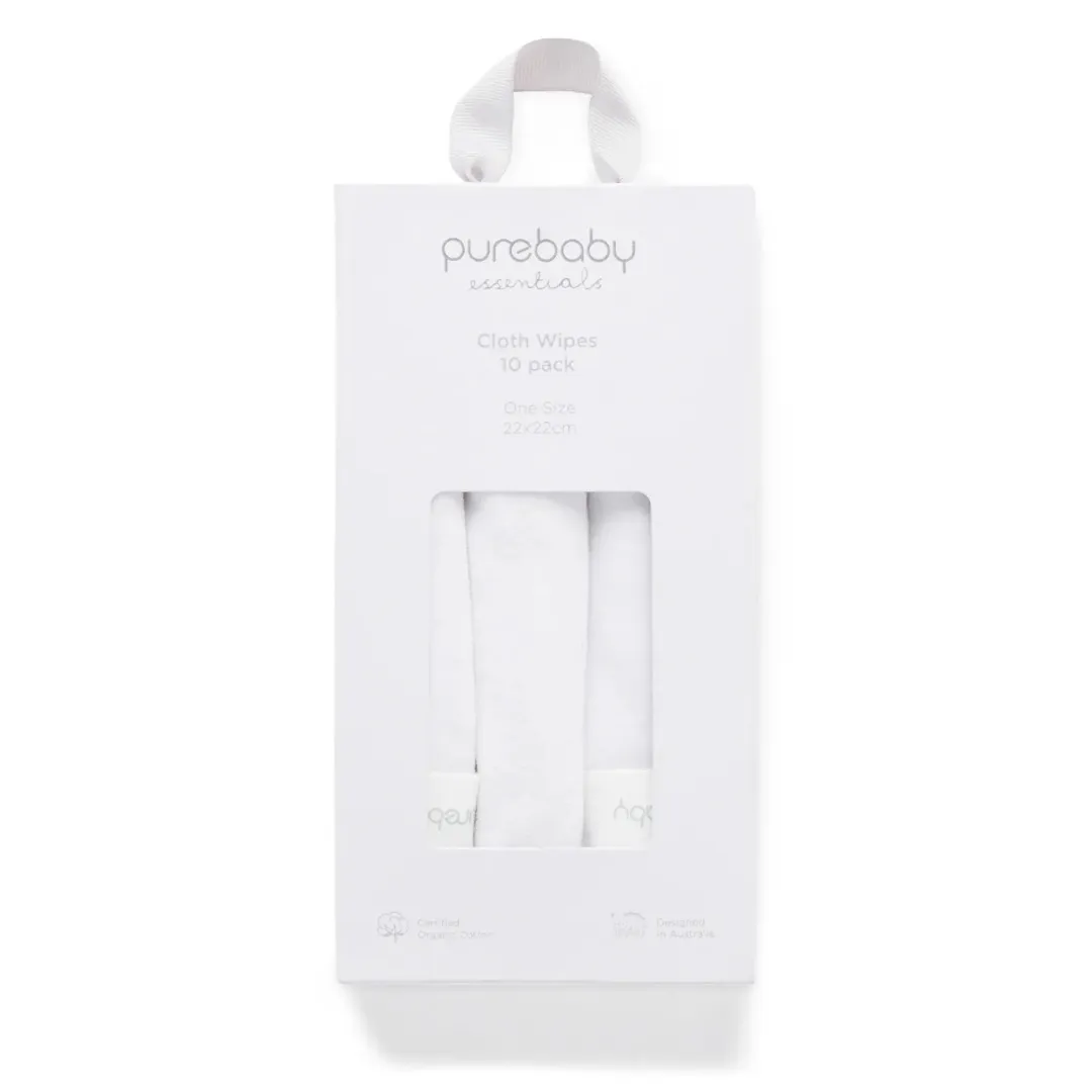 Purebaby Organic Cloth Wipes 10 Pack - White