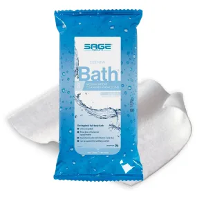 Sage Products Essential Bath Rinse-Free Wipes, Medium Weight, Soft Pack
