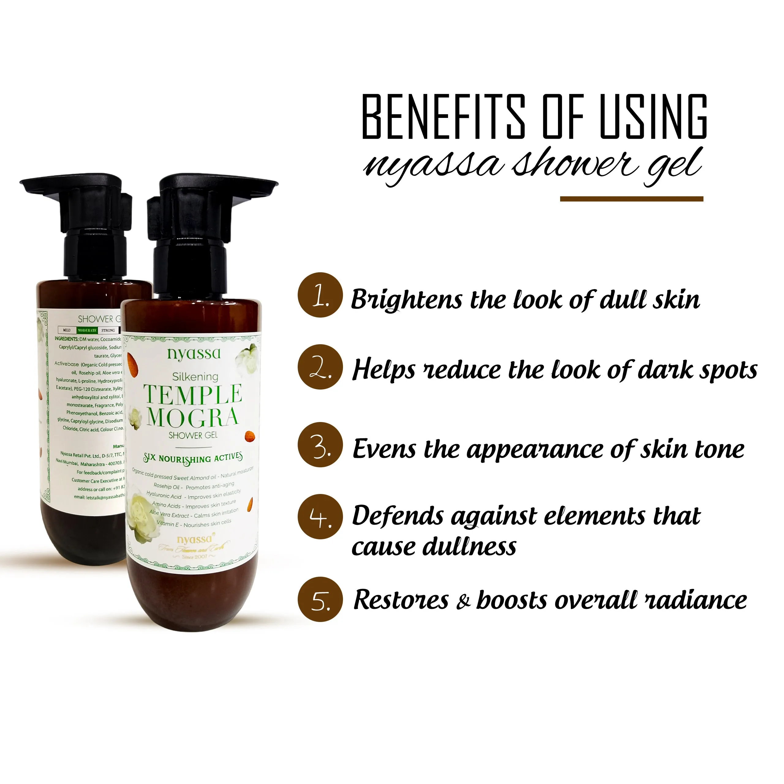 Silkening and relaxing Temple Mogra Shower Gel with 6 nourishing actives