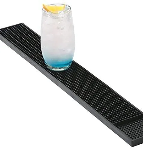 Tebery 2 Pack Black Mat 23" x 3" Rubber Bar Service Mat for Counter Top