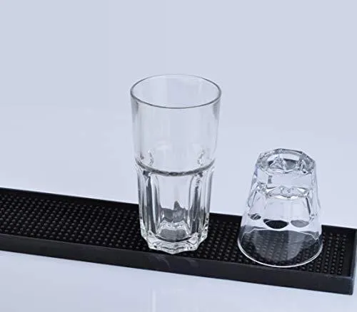 Tebery 2 Pack Black Mat 23" x 3" Rubber Bar Service Mat for Counter Top