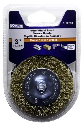 Vulcan 321901OR Wire Wheel Brush, 3 in Dia, 1/4 in Quick Change Shank in Arbor/Shank :CD: QUANTITY: 1