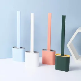 Wall Mounted Spotless Silicone Toilet Brush With Holder