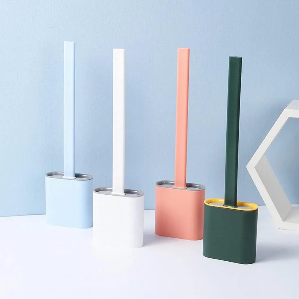 Wall Mounted Spotless Silicone Toilet Brush With Holder